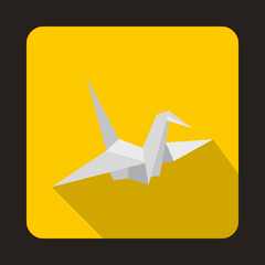 Paper dove icon in flat style on a yellow background