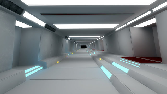 Futuristic hall alien spaceship