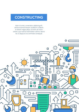 Constructing - line design brochure poster template A4