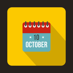 Columbus Day calendar icon in flat style isolated with long shadow