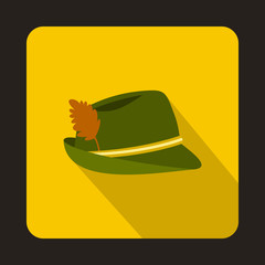Oktoberfest tirol hat icon in flat style isolated with long shadow