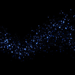 Neon blue glittering star dust trail sparkling particles