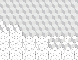 Hexagon pattern background in grey colour and line art black and white design; Modern graphic decoration element.