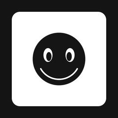 Smiling emoticon icon in simple style isolated on white background