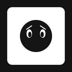Sad emoticon without mouth icon in simple style isolated on white background