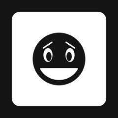 Surprised emoticon icon in simple style isolated on white background