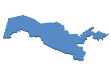Obraz premium 3D map of Uzbekistan on a plain background