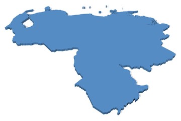 Fototapeta premium 3D map of Venezuela on a plain background
