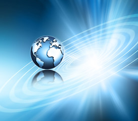 Best Internet Concept of global business. Globe, glowing lines on technological background. Electronics, Wi-Fi, rays, symbols Internet, television, mobile and satellite communicationsblue blur