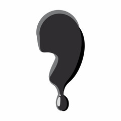 Comma punctuation mark isolated on white background. Black liquid oil comma vector illustration