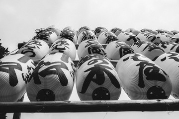 Traditional Japanese Lanterns in Black and White