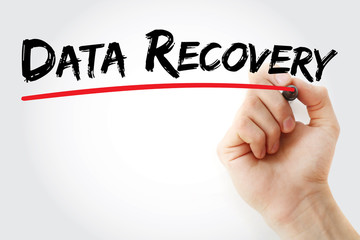 Hand writing Data Recovery with marker, concept background