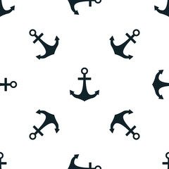 Anchors isolated on white background. Vector illustration. Seamless pattern