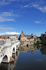 Old town and Tiberius bridge Rimini Italy