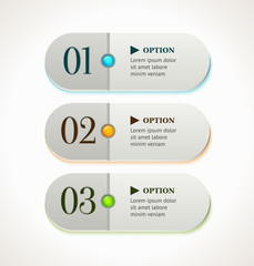 Horizontal gray options banners/buttons with color elements. Vector template