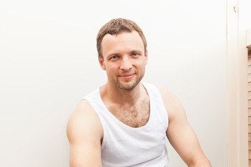 Summer portrait of Young smiling Caucasian man