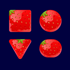 Cartoon red buttons, Strawberry kit for game ui development