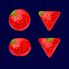 Cartoon red buttons, Strawberry kit for game ui development