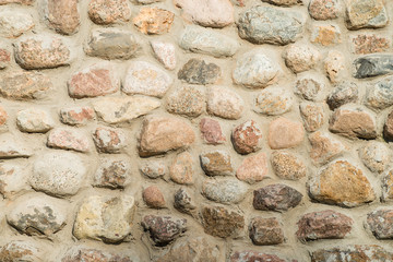  wall made of natural round stone background