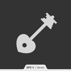 Keys with heart handle vector icon for web and mobile