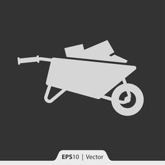 Wheelbarrow vector icon for web and mobile