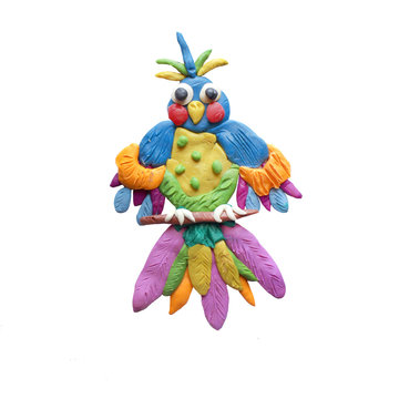 Plasticine  Fantasy bird sculpture isolated