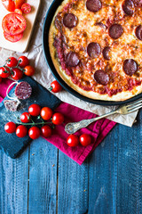 Tasty Hand Made Tomatoes and Pepperoni Pizza