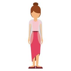 woman female avatar person human icon. Colorful and Flat design. Vector illustration