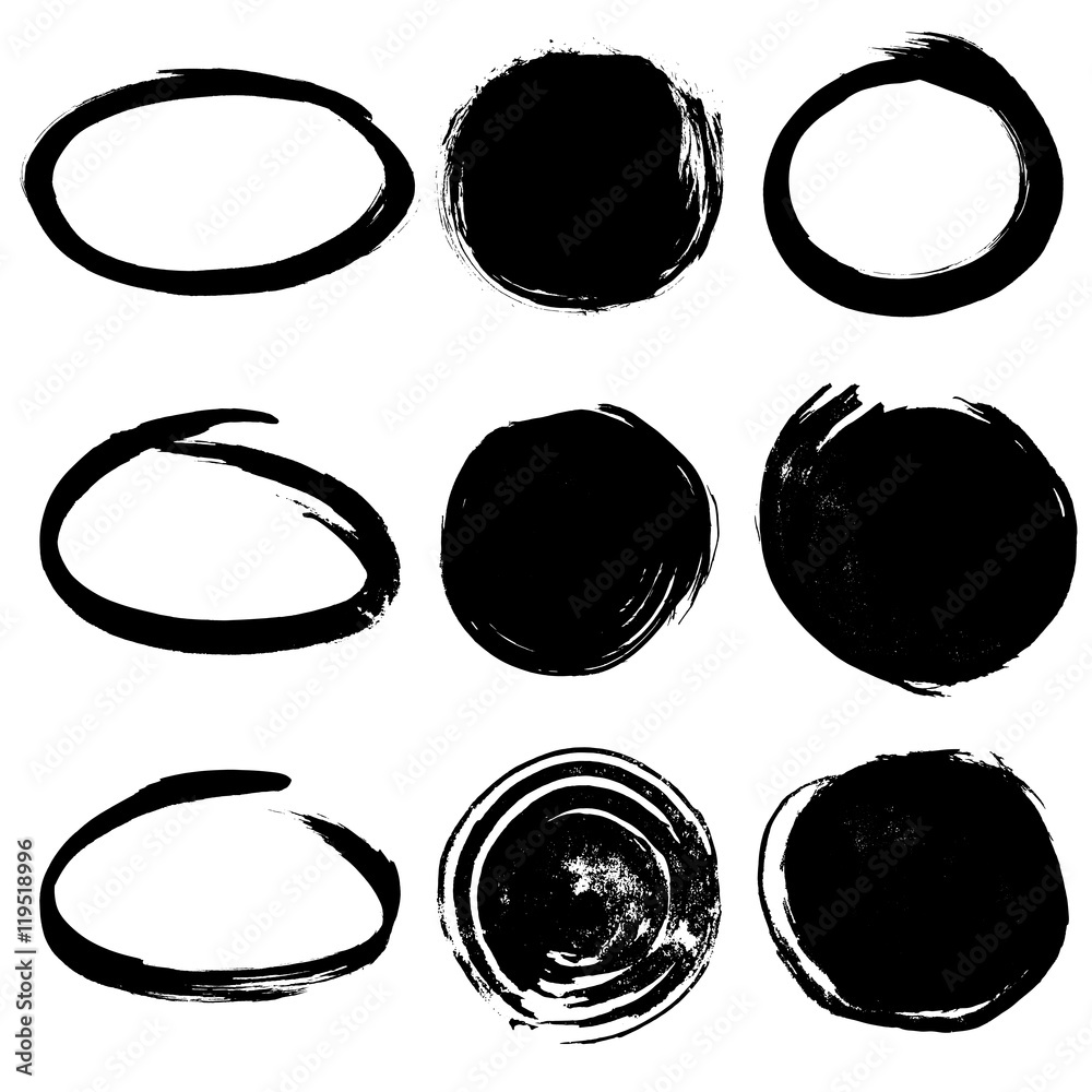 Wall mural Colection of round ink frames and background