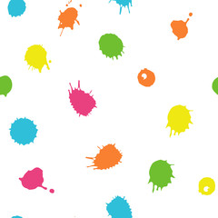 Colorful ink splashes - seamless pattern