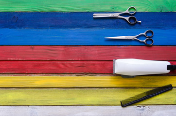 hairdressing tool on a colorful background