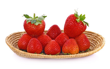 Strawberry  in basket on white background