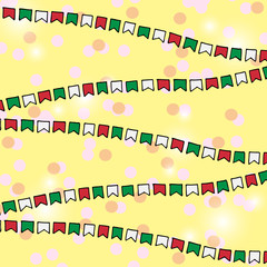 Vector bunting flags. Colorful Garland with confetti