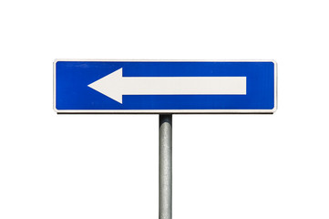 Left traffic route only direction sign