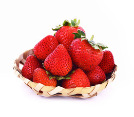 Strawberry  in basket on white background