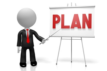 3D businessman, plan concept