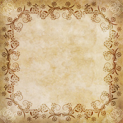 Old paper with floral frame