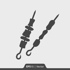 Barbecue kebab on sticks vector icon for web and mobile
