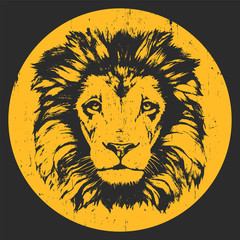 Obraz premium rtrait of Lion. Hand-drawn illustration. T-shirt design. Vector