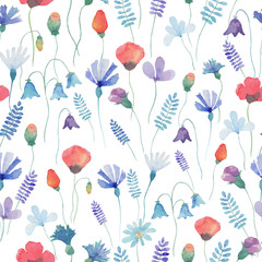 Seamless watercolor pattern with flowers - 119525992