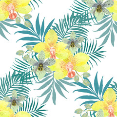 Seamless watercolor pattern with flowers