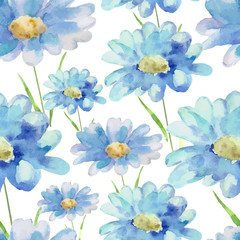 Seamless watercolor pattern with flowers