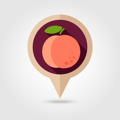 Peach flat pin map icon. Fruit