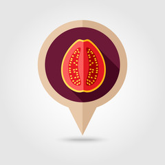 Guava flat pin map icon. Tropical fruit