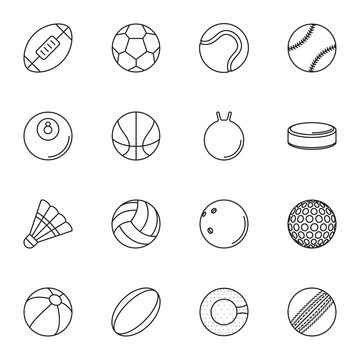Sports Balls icon set on white background