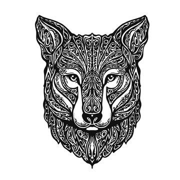 Ethnic ornamented fox or dog. Vector illustration