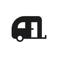 camping trailer vector icon on white background