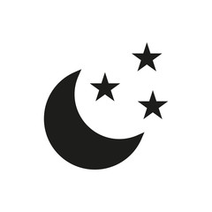 moon and stars icon on white background
