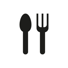 fork, spoon icon on white background