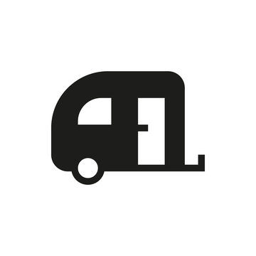 camping trailer vector icon on white background